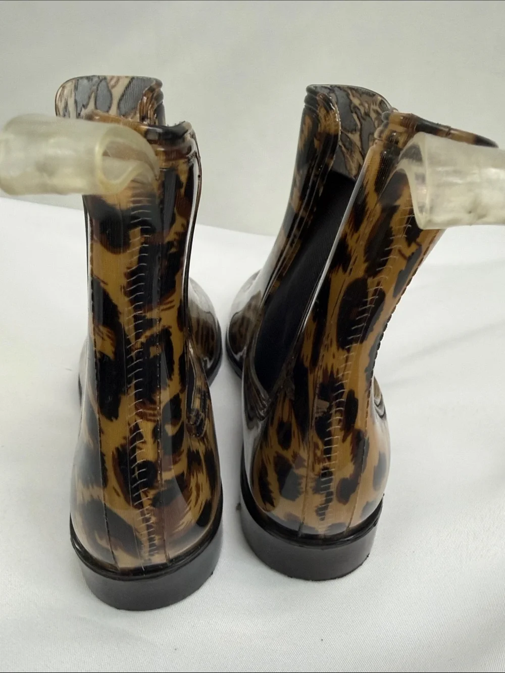 Leopard Print Chelsea Rain Boots - Women's Brown/Black